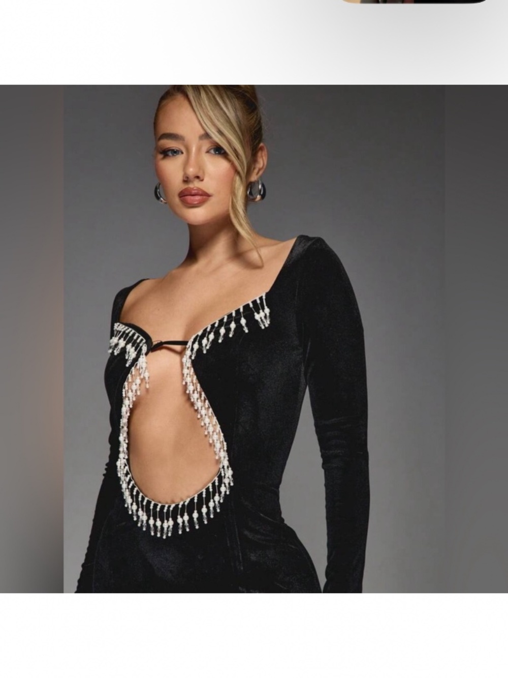 MISSGUIDED Pearl Velvet Bodycon dress. Small